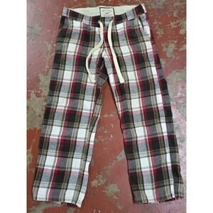 Hollister Pajama Pants Small Red White Plaid Flannel Bottom Sleepwear Mens 34